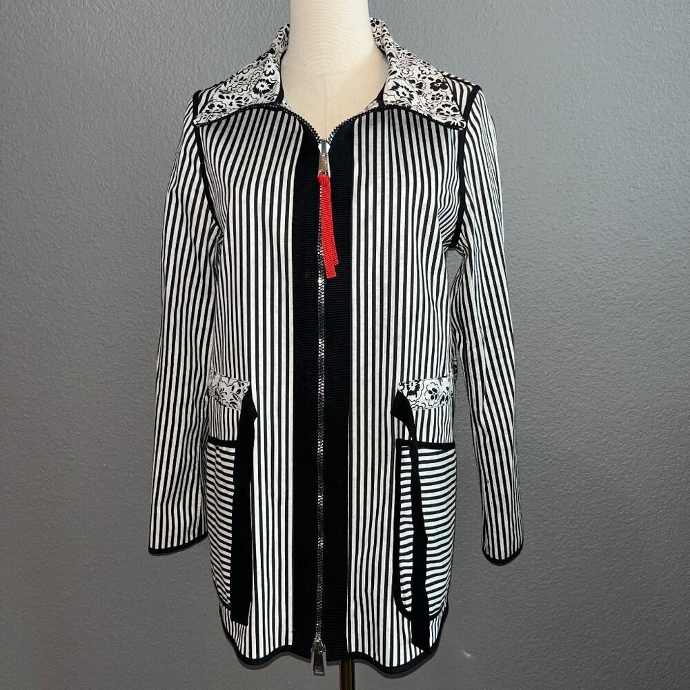 LANDI FANCY LULA REVERSIBLE FULL ZIP ARTSY PARKA JACKET MADE IN ITALY-  IT 42